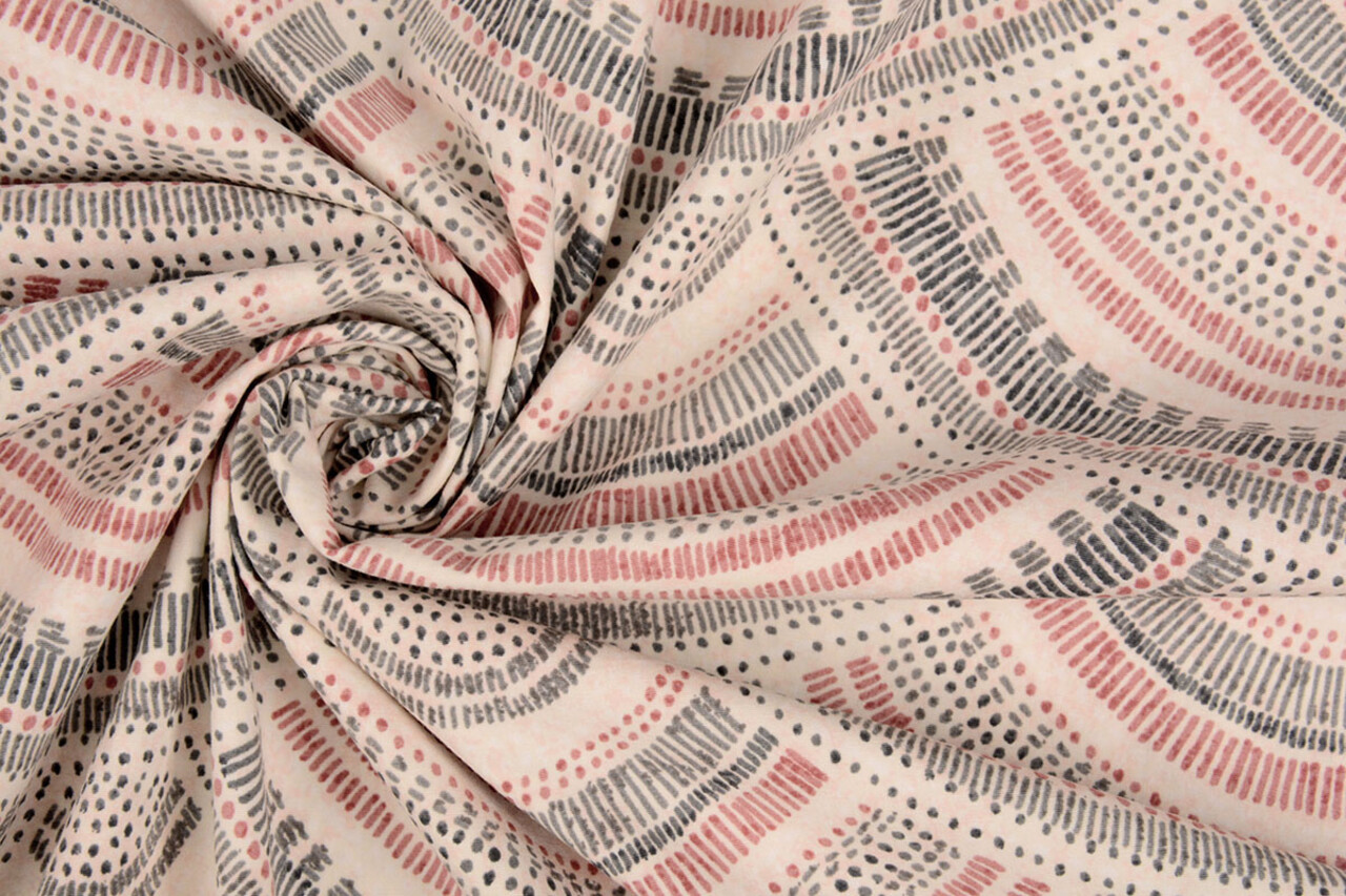 Oeko-Tex®  Stretch Poplin Waves Multi Red Oeko-Tex®  Stretch Poplin Waves Multi Red