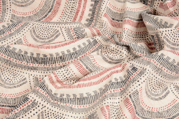 Oeko-Tex®  Stretch Poplin Waves Multi Red Oeko-Tex®  Stretch Poplin Waves Multi Red