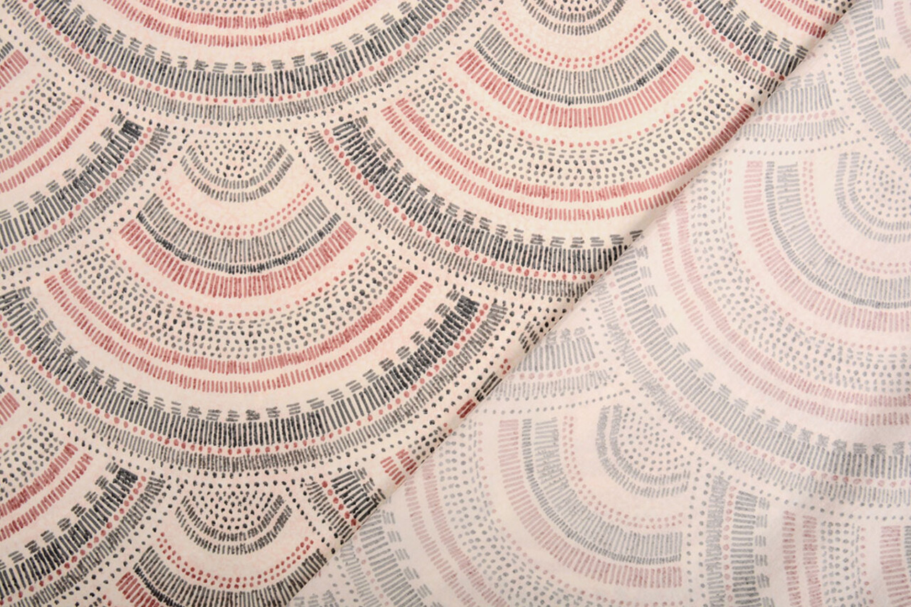 Oeko-Tex®  Stretch Poplin Waves Multi Red Oeko-Tex®  Stretch Poplin Waves Multi Red