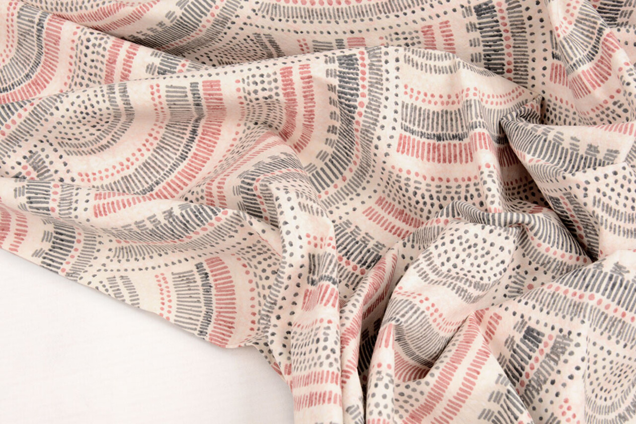 Oeko-Tex®  Stretch Popeline Waves Multi Rot Oeko-Tex®  Stretch Popeline Waves Multi Rot