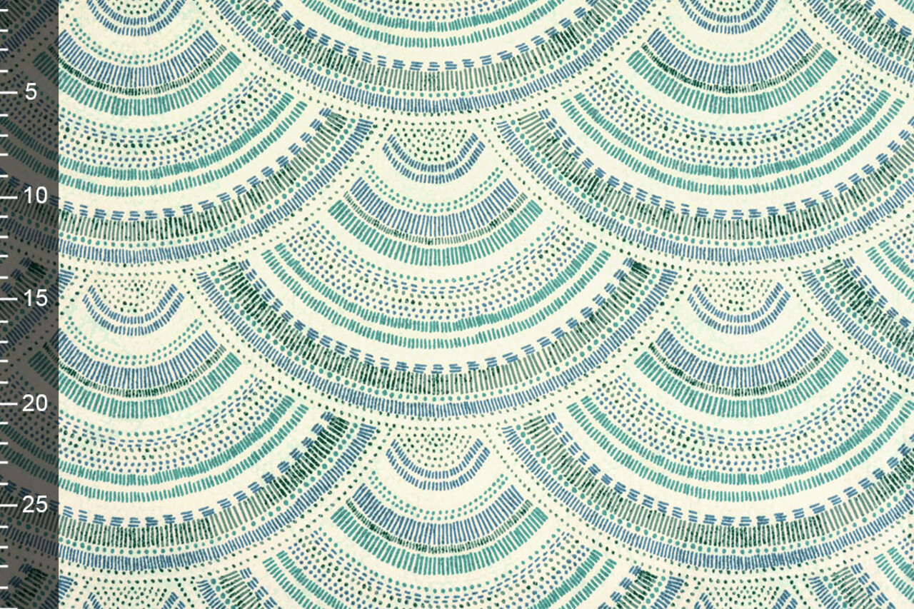 Oeko-Tex®  Stretch Popeline Waves Multi Grün Oeko-Tex®  Stretch Popeline Waves Multi Grün