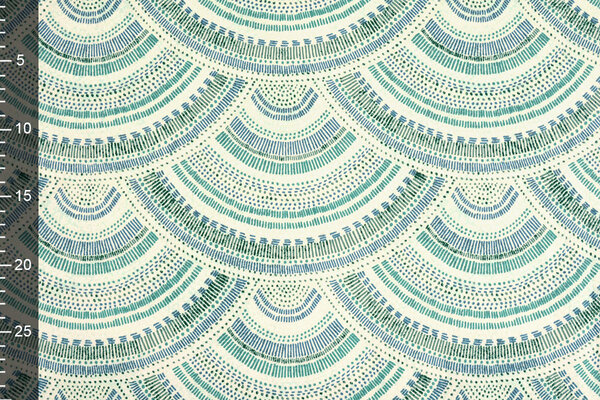 Oeko-Tex®  Stretch Poplin Waves Multi Groen Oeko-Tex®  Stretch Poplin Waves Multi Groen