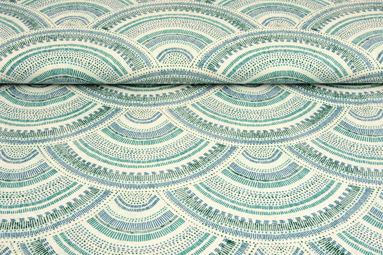 Oeko-Tex® Stretch Popeline Waves Multicolore Verde Oeko-Tex® Stretch Popeline Waves Multicolore Verde