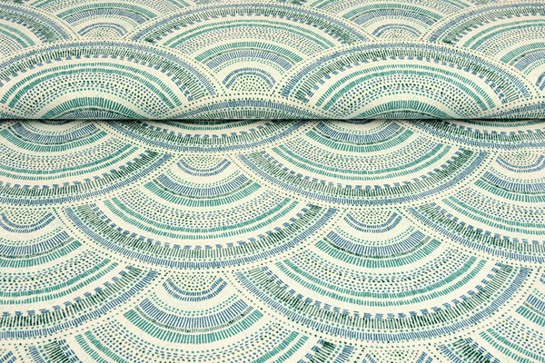 Oeko-Tex®  Stretch Poplin Waves Multi Groen Oeko-Tex®  Stretch Poplin Waves Multi Groen