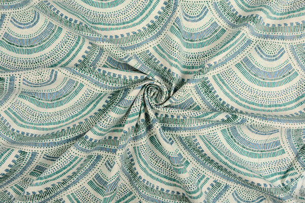 Oeko-Tex®  Stretch Poplin Waves Multi Groen Oeko-Tex®  Stretch Poplin Waves Multi Groen