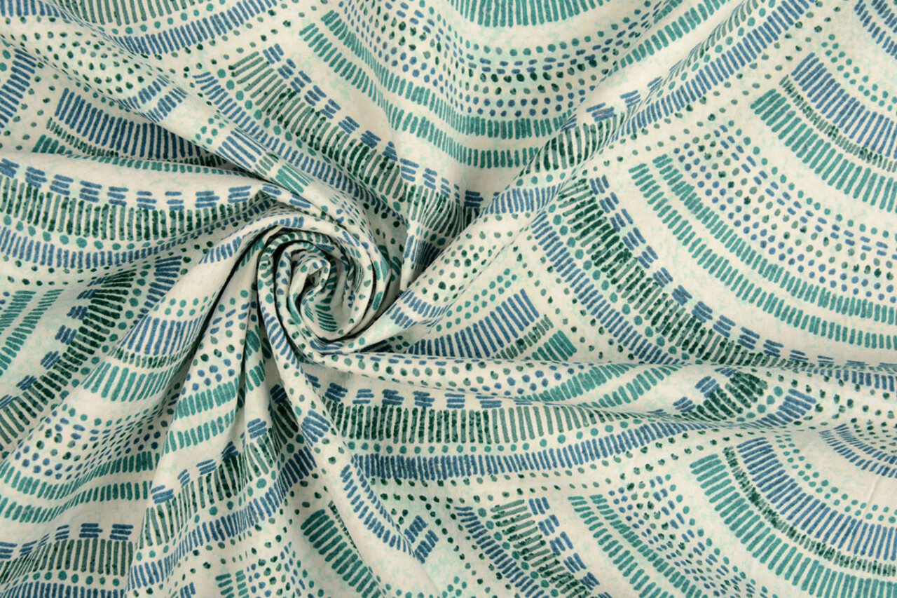 Oeko-Tex® Elástico Popelina Waves Multi Verde Oeko-Tex® Elástico Popelina Waves Multi Verde