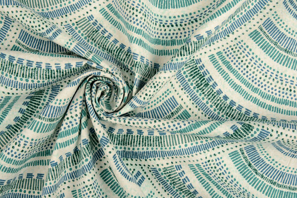 Oeko-Tex®  Stretch Poplin Waves Multi Groen Oeko-Tex®  Stretch Poplin Waves Multi Groen
