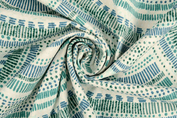 Oeko-Tex®  Stretch Poplin Waves Multi Green Oeko-Tex®  Stretch Poplin Waves Multi Green