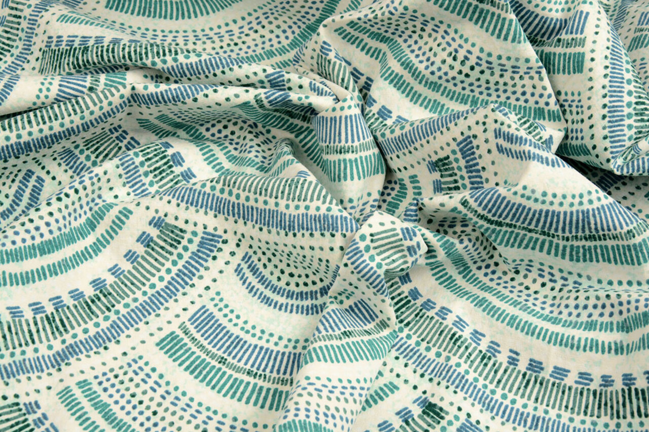 Oeko-Tex® Stretch Popeline Waves Multicolore Verde Oeko-Tex® Stretch Popeline Waves Multicolore Verde