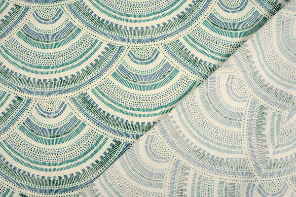 Oeko-Tex®  Stretch Poplin Waves Multi Groen Oeko-Tex®  Stretch Poplin Waves Multi Groen