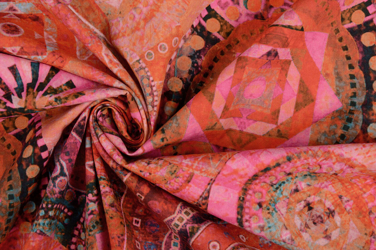 Oeko-Tex®  Stretch Popeline Mandala Multi-1 Oeko-Tex®  Stretch Popeline Mandala Multi-1