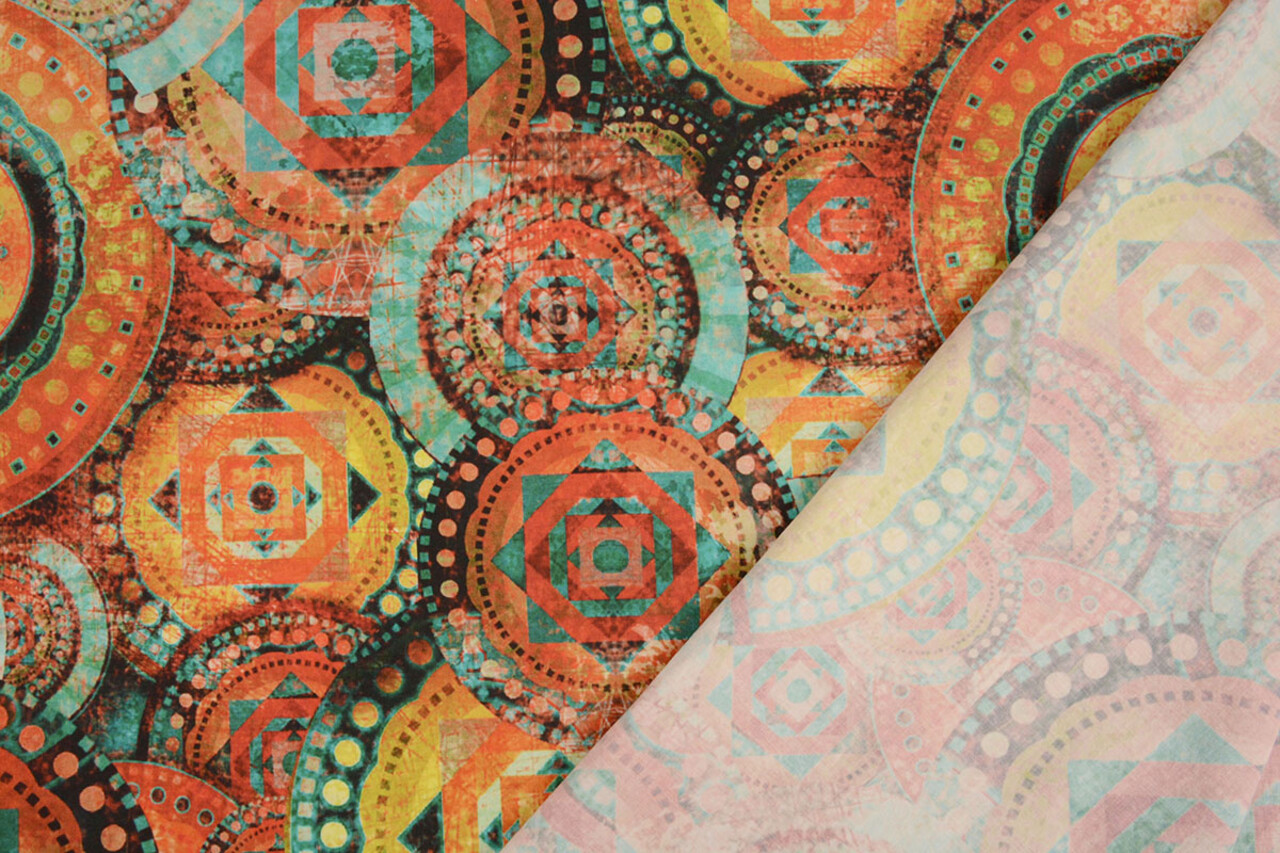 Oeko-Tex®  Stretch Poplin Mandala Multi-2