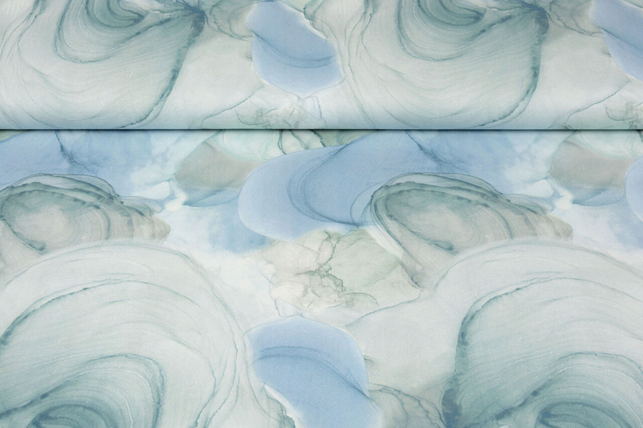 Oeko-Tex®  Stretch Popeline Aquarel Blau Oeko-Tex®  Stretch Popeline Aquarel Blau