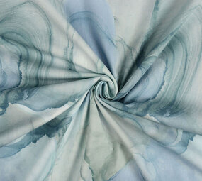 Oeko-Tex®  Stretch Poplin Aquarel Blauw