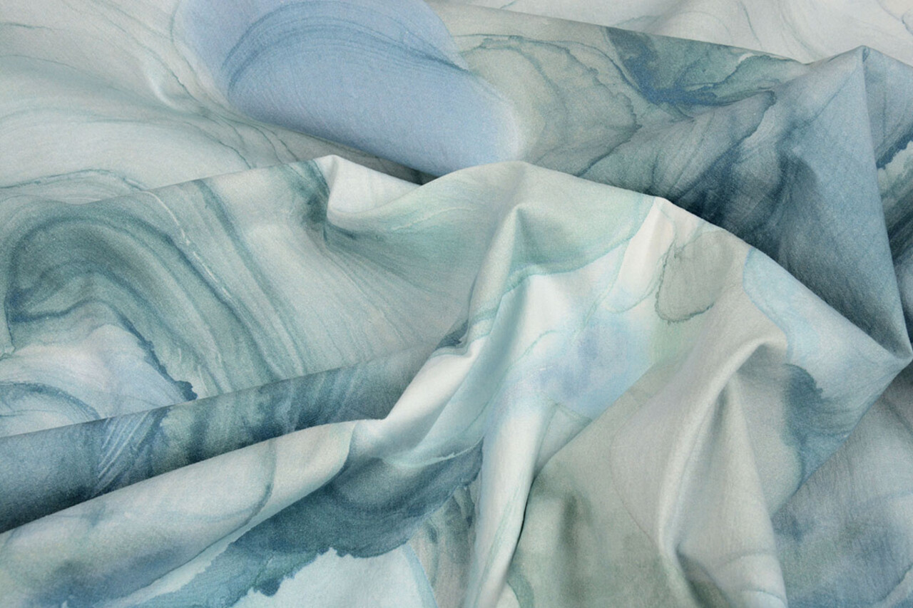 Oeko-Tex®  Stretch Popeline Aquarel Blau Oeko-Tex®  Stretch Popeline Aquarel Blau