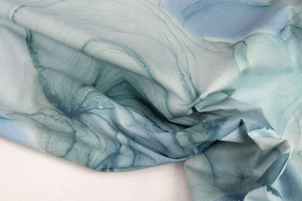 Oeko-Tex®  Stretch Poplin Aquarel Blauw Oeko-Tex®  Stretch Poplin Aquarel Blauw