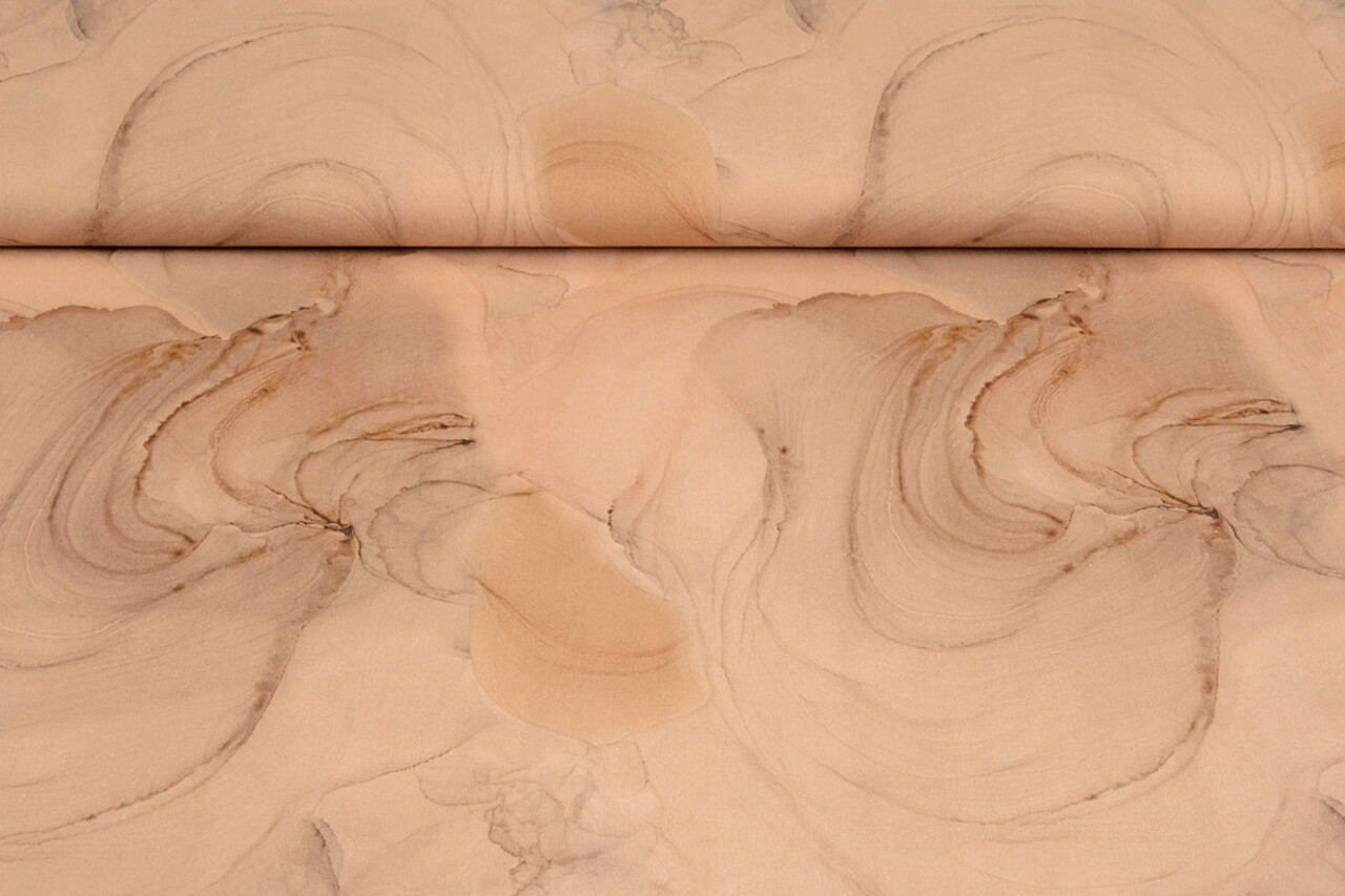 Oeko-Tex®  Stretch Poplin Aquarel Bruin Oeko-Tex®  Stretch Poplin Aquarel Bruin