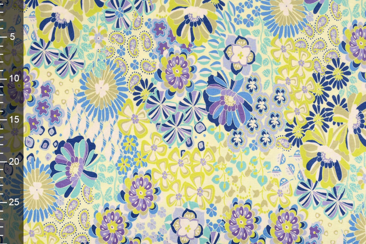 Oeko-Tex® Jersey Viscose Sixties Fleurs Multicolore-1 Oeko-Tex® Jersey Viscose Sixties Fleurs Multicolore-1