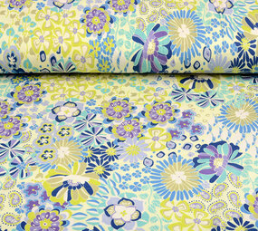 Oeko-Tex®  Viskose Jersey Sixties Flowers Multi-1 Oeko-Tex®  Viskose Jersey Sixties Flowers Multi-1