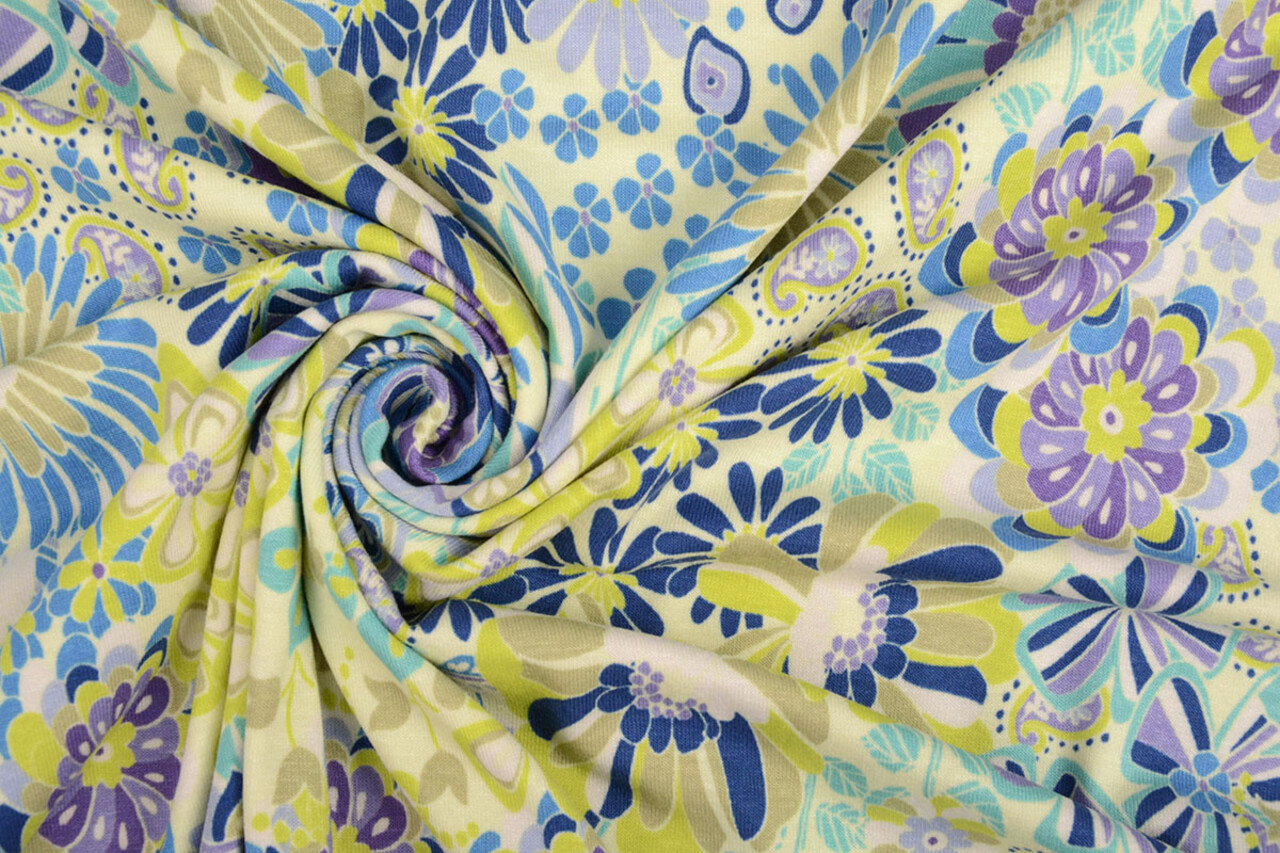 Oeko-Tex®  Viscosa Jersey Sixties Fiori Multicolore-1