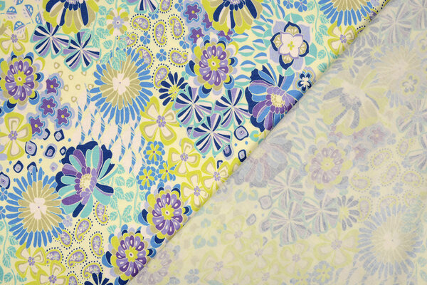 Oeko-Tex®  Viskose Jersey Sixties Flowers Multi-1 Oeko-Tex®  Viskose Jersey Sixties Flowers Multi-1