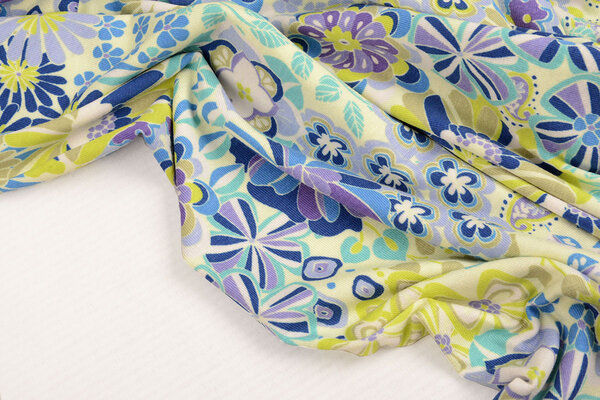 Oeko-Tex® Jersey Viscose Sixties Fleurs Multicolore-1 Oeko-Tex® Jersey Viscose Sixties Fleurs Multicolore-1
