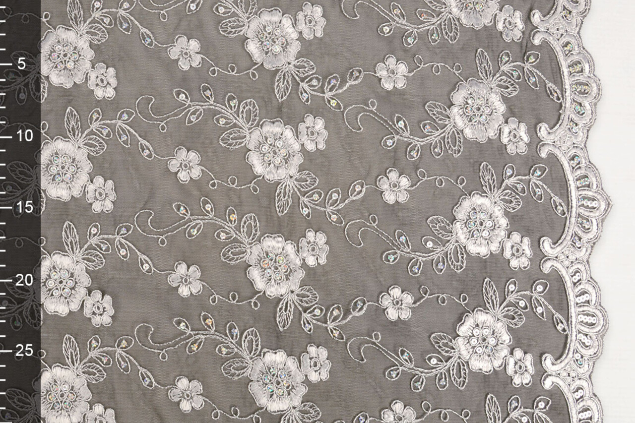 Mesh Embroidered Aliyah  Black-Silver