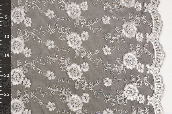 Mesh Embroidered Aliyah  Black-Silver