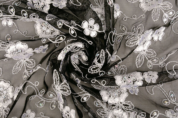 Netz Bestickt Aliyah Schwarz-Silber Netz Bestickt Aliyah Schwarz-Silber