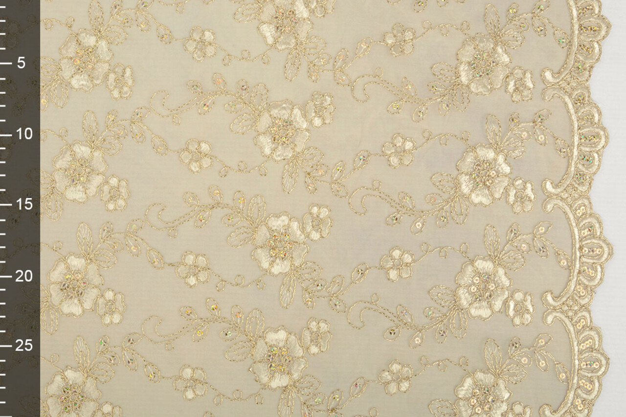 Netz Bestickt Aliyah Creme-Gold