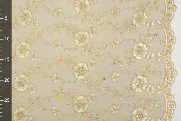 Mesh Geborduurd Aliyah Creme-Goud