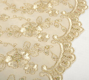Mesh Embroidered Aliyah  Creme-Gold Mesh Embroidered Aliyah  Creme-Gold