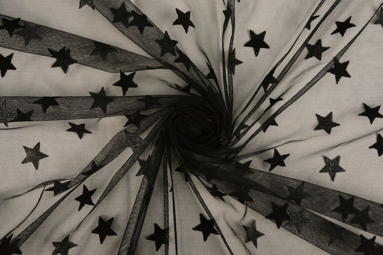 Fin Tulle Étoiles Noir