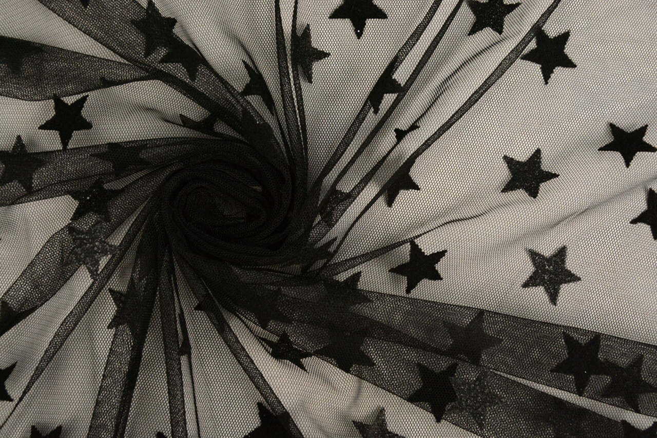 Feiner Tüll Sterne Schwarz