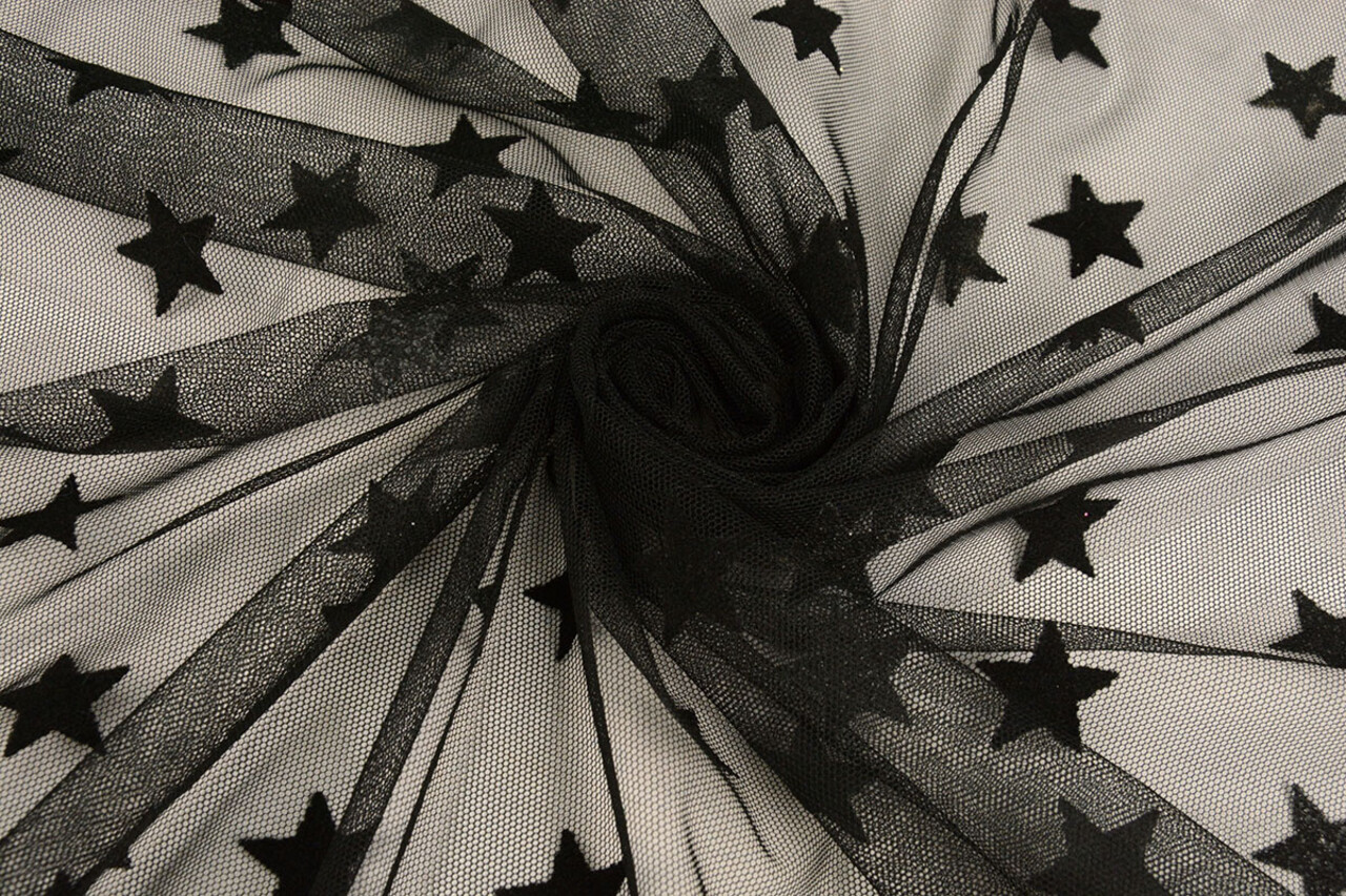 Feiner Tüll Sterne Schwarz