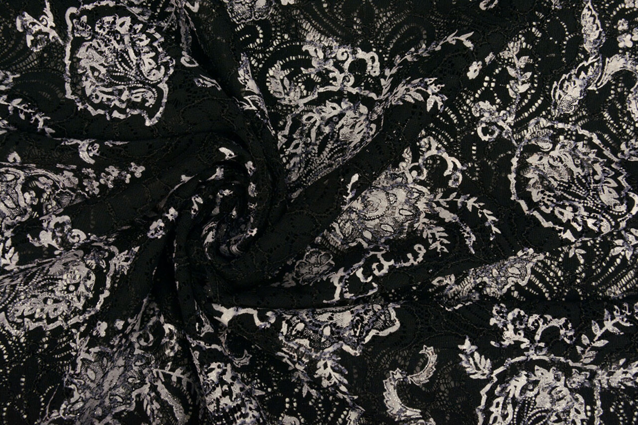 Embroidered Lace with Fine Glitter