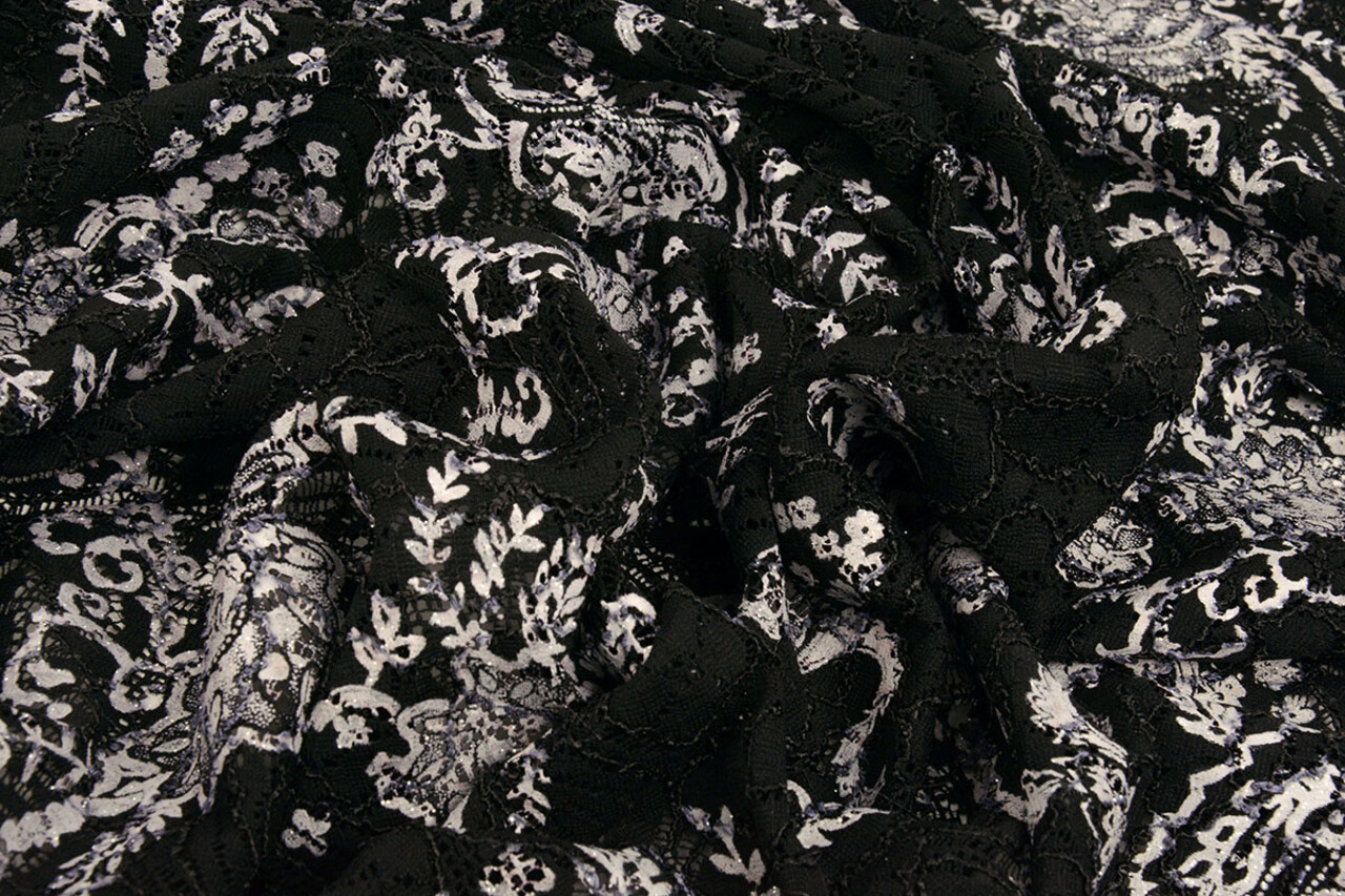 Embroidered Lace with Fine Glitter