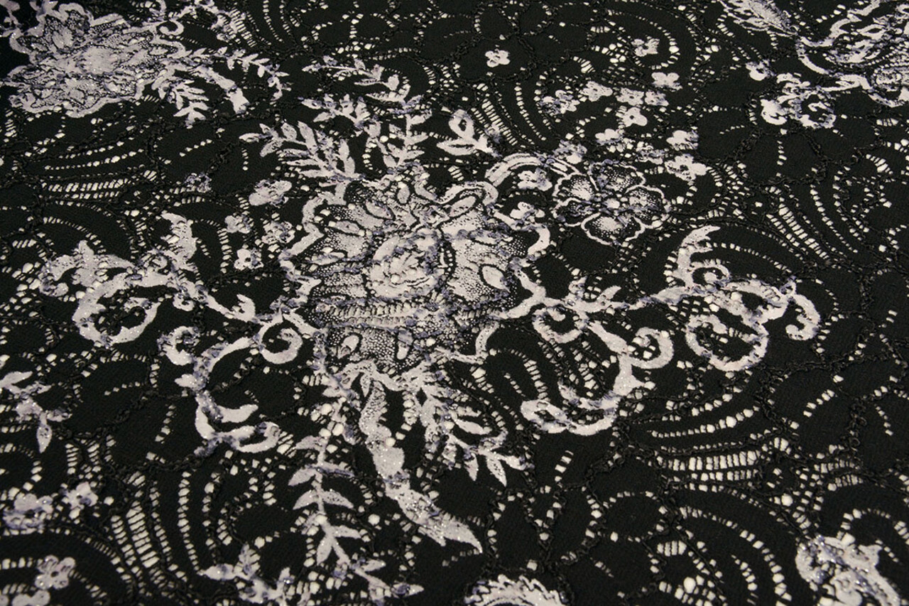 Embroidered Lace with Fine Glitter