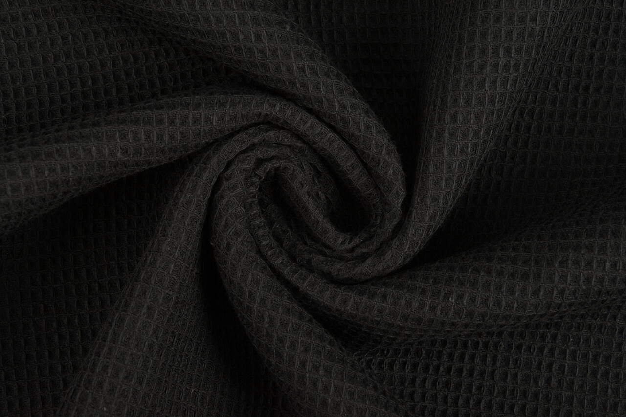 Oeko-Tex®  Mini Waffelpiqué Baumwolle Schwarz