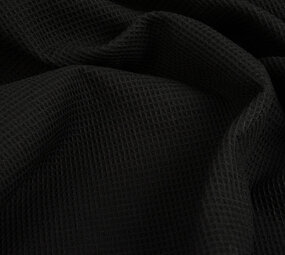 Oeko-Tex®  Mini Waffle Pique Fabric Black Oeko-Tex®  Mini Waffle Pique Fabric Black