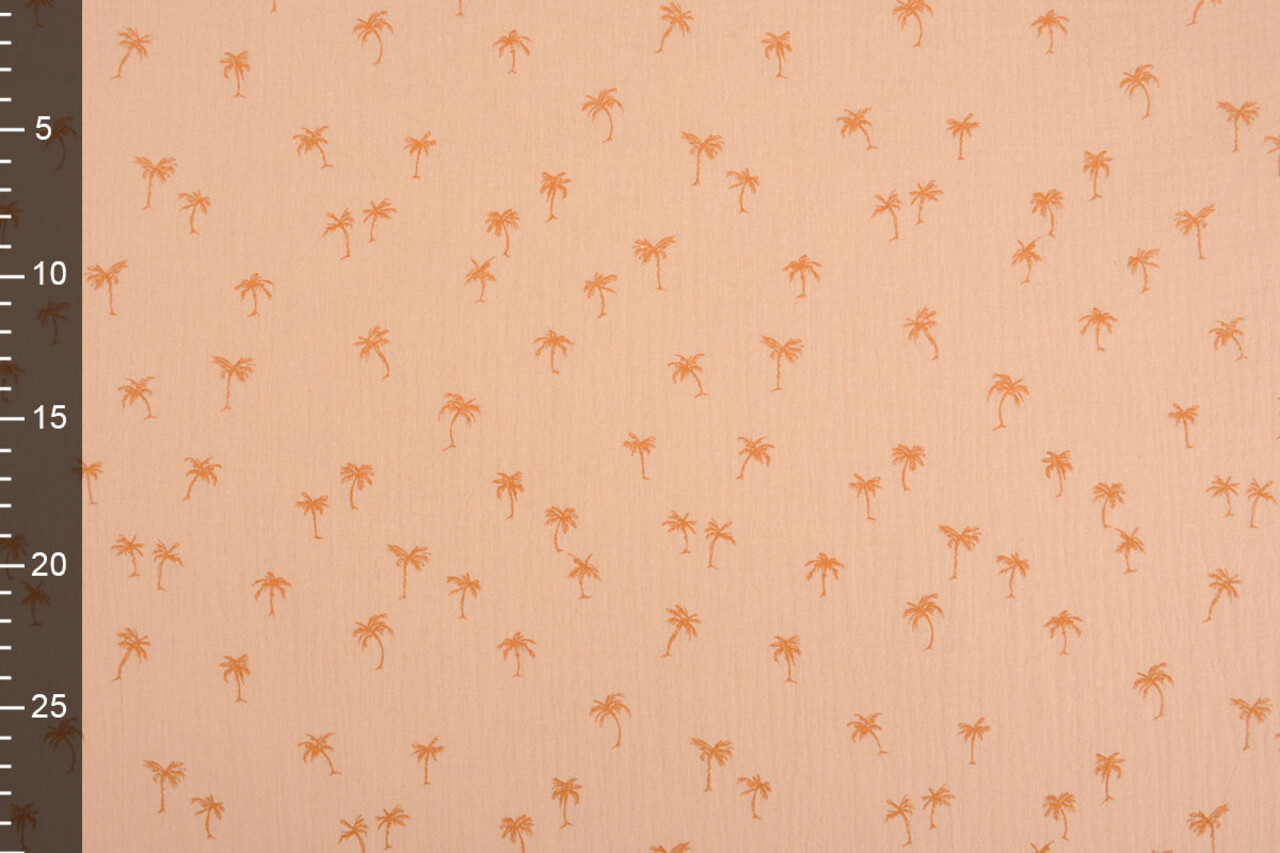 Oeko-Tex® Coton Double Gaze Tissu Mini Palm Saumon Oeko-Tex® Coton Double Gaze Tissu Mini Palm Saumon