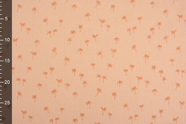Oeko-Tex® Tela de Muselina Mini Palmera Salmón Oeko-Tex® Tela de Muselina Mini Palmera Salmón