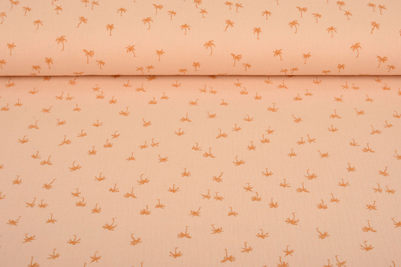 Oeko-Tex®  Double Gauze Fabric Mini Palm Salmon