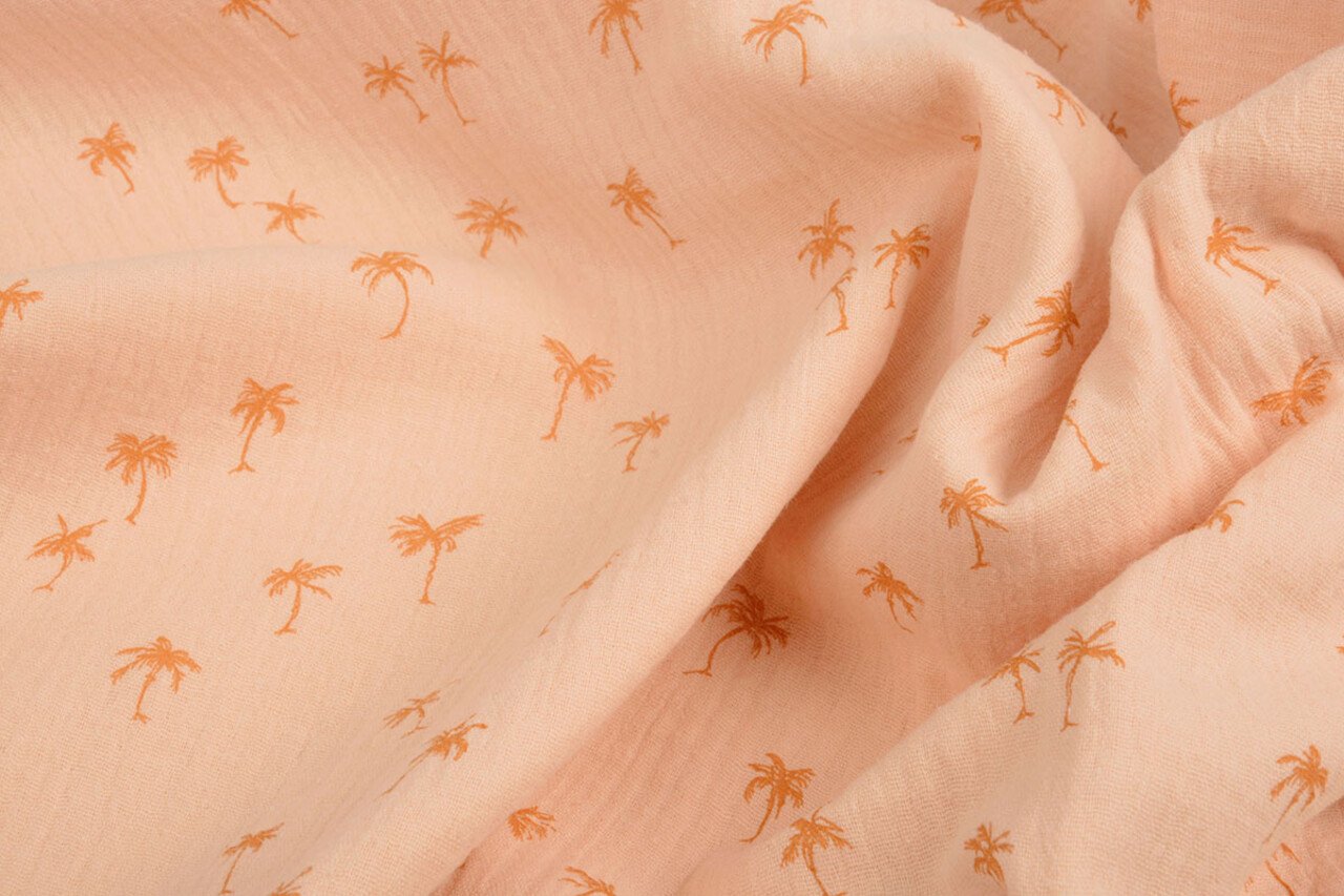 Oeko-Tex®  Double Gauze Fabric Mini Palm Salmon