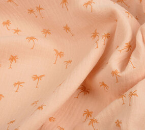 Oeko-Tex®  Double Gauze Fabric Mini Palm Salmon Oeko-Tex®  Double Gauze Fabric Mini Palm Salmon