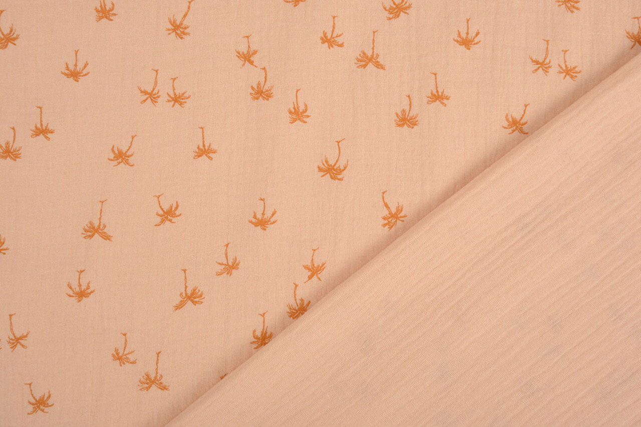 Oeko-Tex® Tela de Muselina Mini Palmera Salmón Oeko-Tex® Tela de Muselina Mini Palmera Salmón