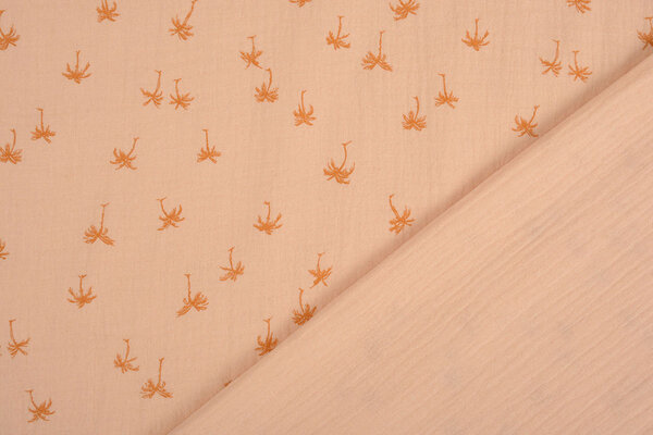 Oeko-Tex® Coton Double Gaze Tissu Mini Palm Saumon Oeko-Tex® Coton Double Gaze Tissu Mini Palm Saumon