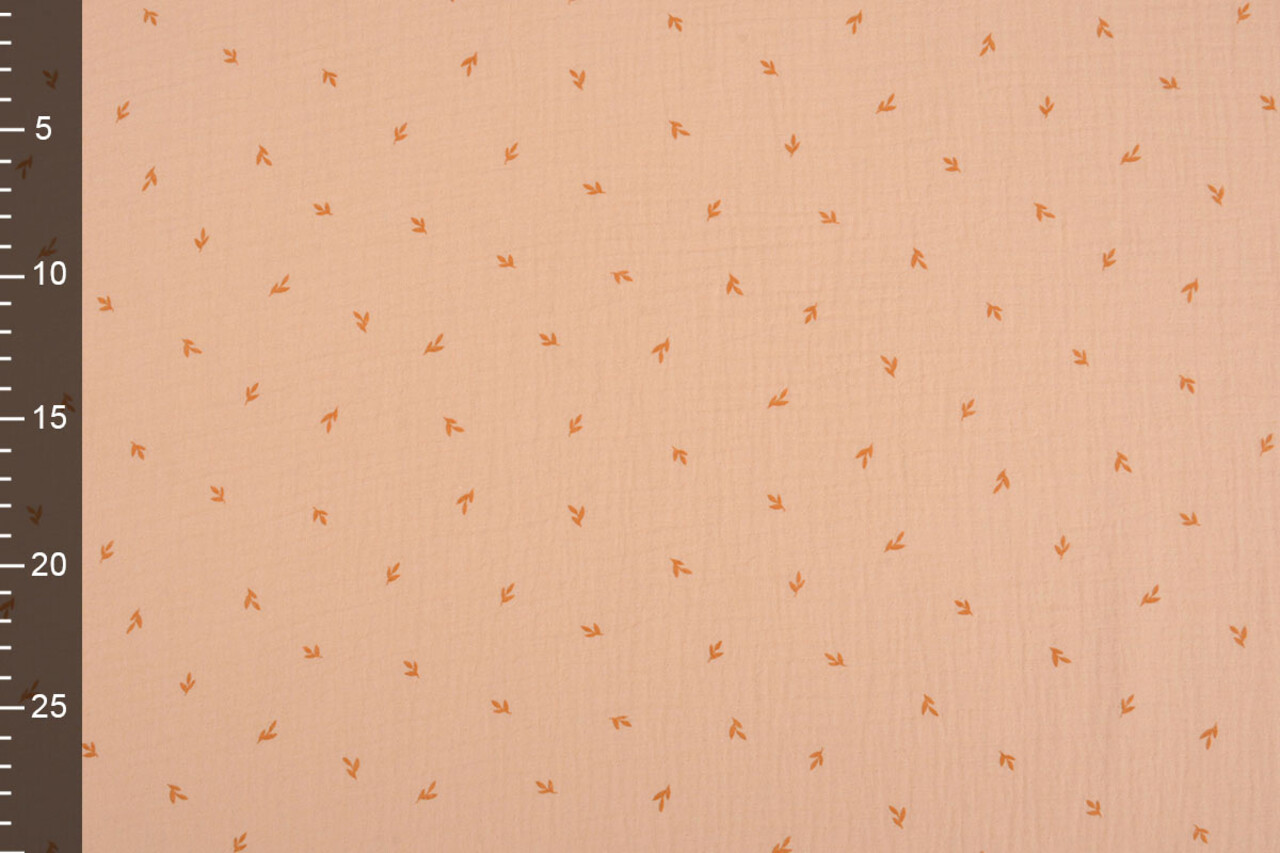 Oeko-Tex®  Double Gauze Fabric Mini Leaves Salmon Oeko-Tex®  Double Gauze Fabric Mini Leaves Salmon
