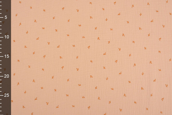 Oeko-Tex®  Double Gauze Fabric Mini Leaves Salmon Oeko-Tex®  Double Gauze Fabric Mini Leaves Salmon