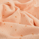 Oeko-Tex®  Double Gauze Fabric Mini Leaves Salmon Oeko-Tex®  Double Gauze Fabric Mini Leaves Salmon